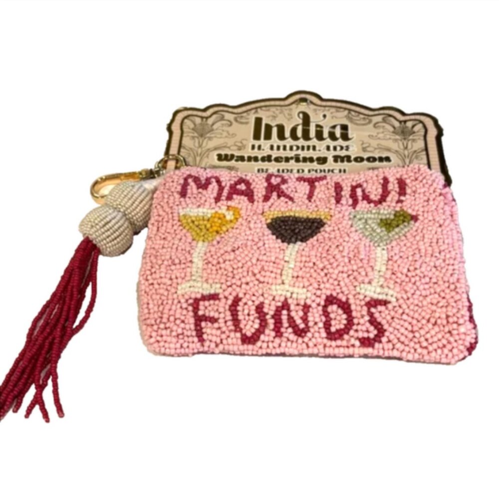Wandering Moon Beaded Martini Funds Coin Pouch